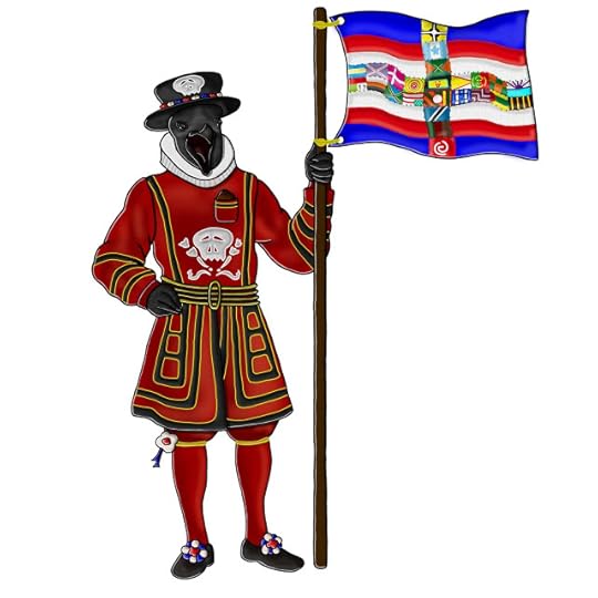 Roak beefnipper holding a flag