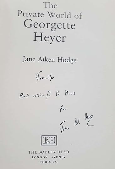 20200618 Jane Aiken Hodge Kindly Signed Her Copy Of The Private World Of Georgette Heyer For Me 1