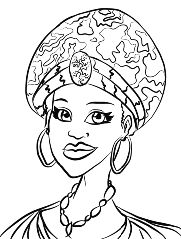 African Woman Portrait coloring page | Free Printable ...