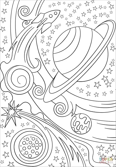 Trippy Space - Rocket and Planets coloring page | Free ...