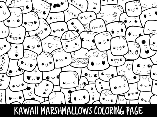 Marshmallows Doodle Coloring Page Printable Cute/Kawaii | Etsy