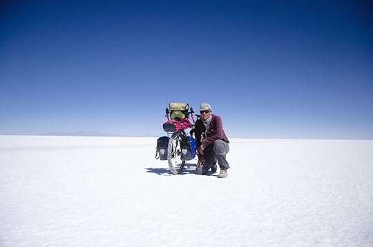 biking on Bolivia salt flat