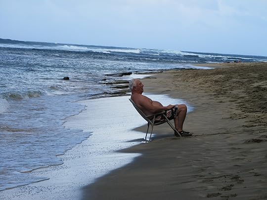 writing getaway for man on beach