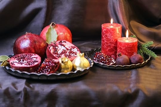 Fruit and candle