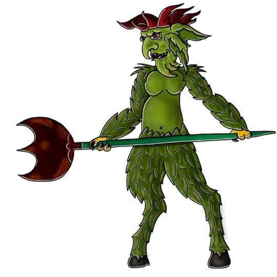Wemon the devil holding a pitchspork