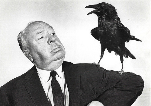 Alfred Hitchcock at the set of The Birds (1963)