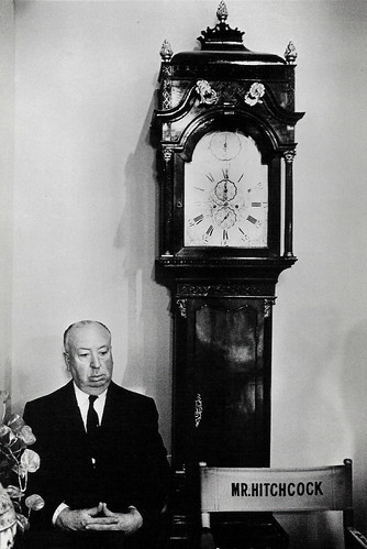 Alfred Hitchcock on the set of Marnie (1964)