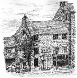 line drawing of Hector's House by T E Shepherd