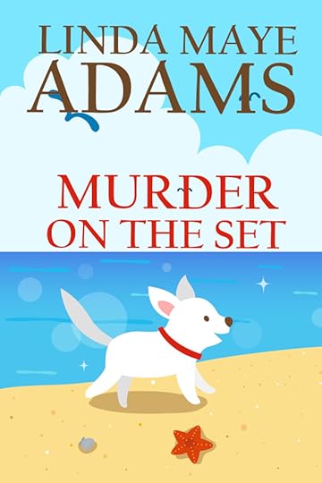 Cozy mystery: white dog running happily on a beach