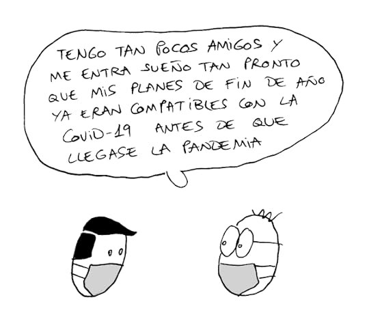 Viñeta de humor gráfico sobre las limitaciones de horarios y de cantidad de personas para la Nochevieja 2020.