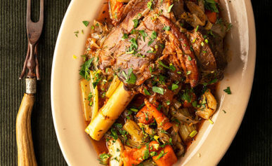 Greek lamb shank recipe on a platter