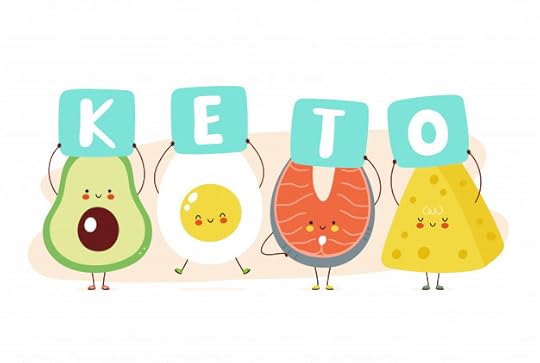 Premium Vector | Cute happy avocado,egg,red fish and cheese hold keto sign. isolated on white background. cartoon character illustration card design,simple flat style. keto diet card,banner design concept