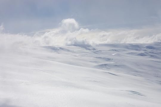 Over the saddle between Mt Erebus and Cape Bird, our low altitude and the clouds hugging the slopes meant we flew through the landscape rather than over it.  It was a completely magical experience and felt like our own personal IMAX movie.