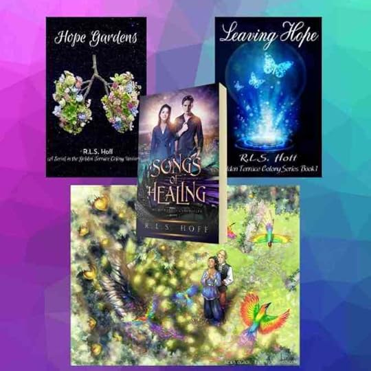 2020 Successes--covers for Leaving Hope, Hope Gardens and a paperback mock-up of Songs of Healing. Also the illustration for The Aersyla Tree (by Heidi Black)