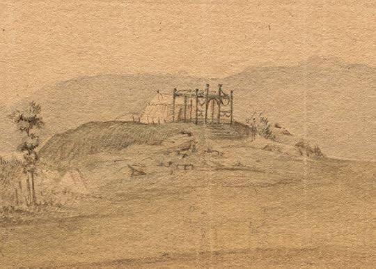A detail of Pierre Charles L’Enfant's watercolor. The chief historian of the Museum of the American Revolution thought the tent on the hill looked familiar.