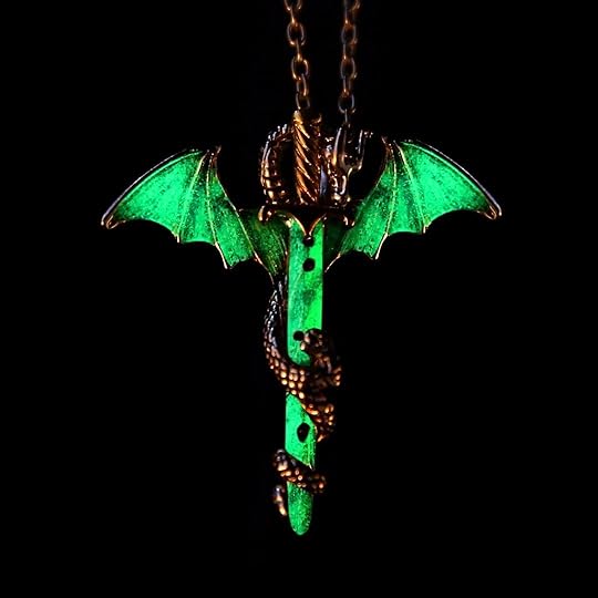 Vintage Glow in the Dark Shellhard Luminous Sword Dragon Necklace | GO SHOP MOO
