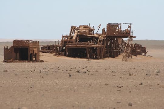 Abandoned oil rig in the desert, Skeleton Coast, near Toscanini, Namibia