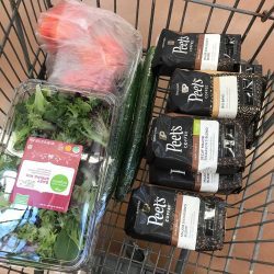 grocery cart with peets coffee