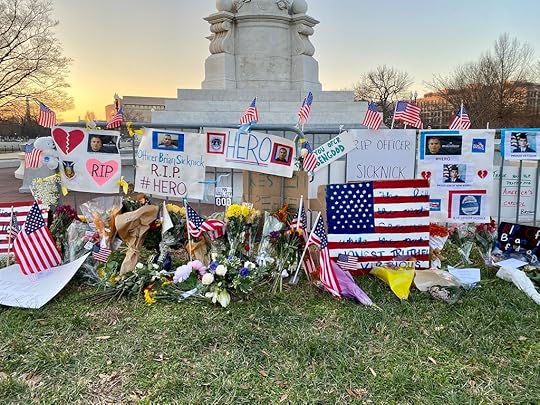 Tributes to Officer Brian Sicknick at the Peace Monument