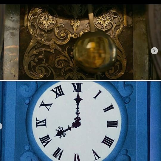 The clock ticking as everyone waits on Charles’s news vs. the famous clock striking midnight in Cinderella.