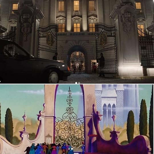 The gates opening at Buckingham Palace vs. The gates at the King’s castle in Cinderella.