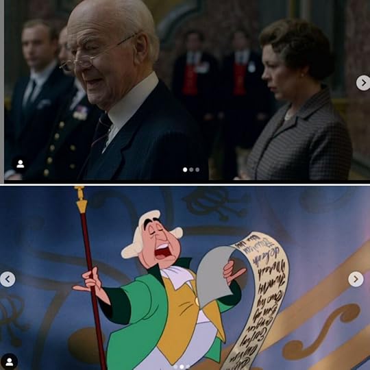 The announcer in The Crown vs. The announcer in Cinderella.
