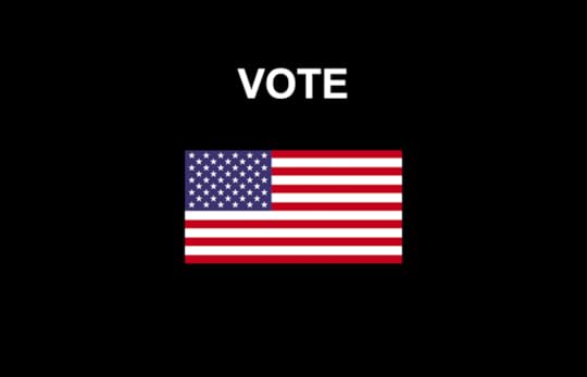 VOTE on black background with American Flag