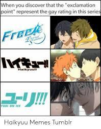When You Discover That the Exclamation Point Represent the Gay Rating in This Series FreEke Exrual Ummer Haikyuu!! ATBOUSLOVE YURI ON ICE Haikyuu Memes Tumblr | Meme on awwmemes.com