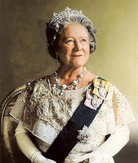 A portrait of the Queen Mother wearing the Greville Tiara.