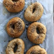 bagels cooling on parchment