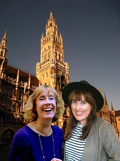Neues Rathaus with travel buddy Morgan Tarpley Smith—see Glockenspiel in center of tower (Photo courtesy of Pauline Trummel)