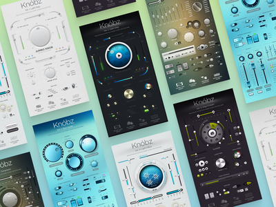 Knóbz Skeuomorphic UI Kit: 6 Volumes uiux uidesign ui kit interface vector switcher button slider vst audio skeuomorphic figma photoshop psd knobz knob set kit ux ui
