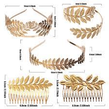 Buy YallFF 5 Pieces Greek Roman Laurel Leaf Bracelet Armband Golden Laurel Leaves Crown Tiara Costume Greek Goddess Headband Hair Comb Bridal Wedding Headpiece Hair Accessories Online at Low Prices in India -