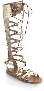 Ancient Greek Sandals Odyssey Metallic Leather Gladiator Sandals, $475 | Saks Fifth Avenue | Lookastic
