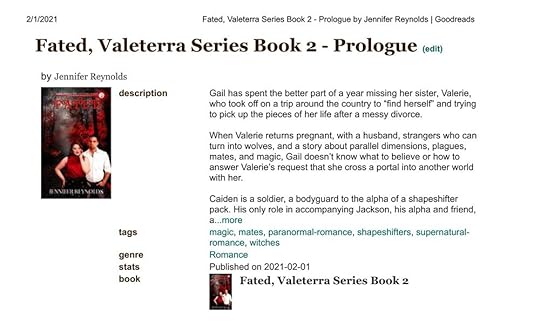 Fated, Valeterra Series Book 2 - Prologue by Jennifer Reynolds _