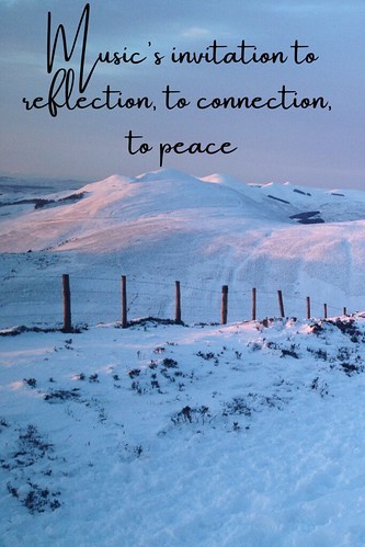 Sunset on a snowy landscape in the Pentland Hills. From Music's invitation to reflection, to connection, to peace