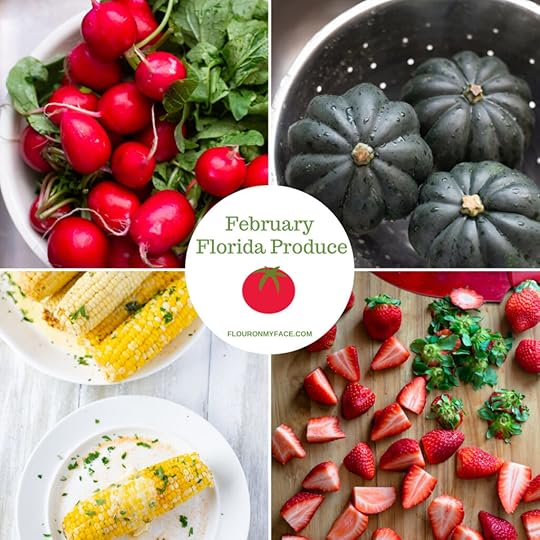 collage featured image showing some of the fruits and vegetables that are grown in Florida and available during the month of February