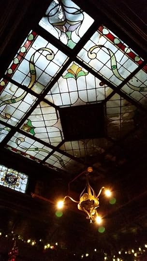 The Stag's Head: The stained glass skylight at the snug bar.