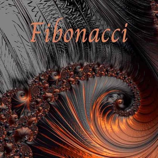 A spiral of feathers in burnished brown and black. The word 