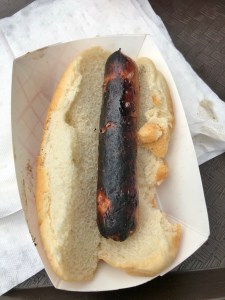 charred hot dog