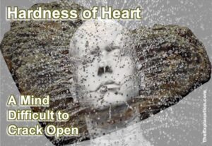 Hardness of heart means a human mind, hard to crack open, difficult to reach.