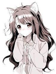 Image result for Anime girls with curley brown hair shy oversized hoodie