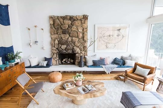 Emily Henderson_Living Room_Staged To Sell_Boho_Mid Century_Eclectic_Blue_White_Styled_Couch_Sectional_Staged7