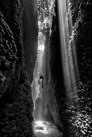 black and white underwater photo