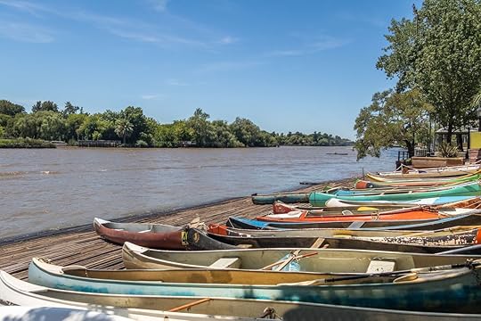 Row boats on the Parana Delta in Tigre, Argentina