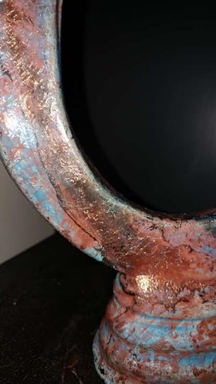Raku vase - blue, copper
