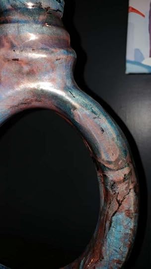 Raku vase - blue, copper