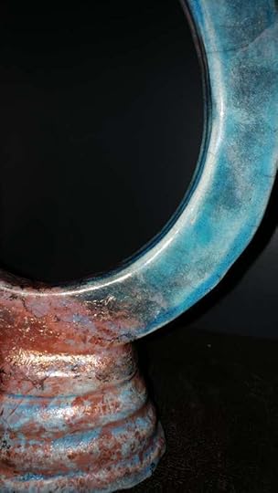Raku vase - blue, copper