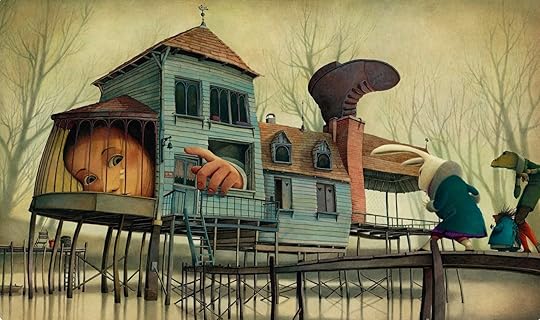 Один из разворотов из "Алисы в Стране чудес" с иллюстрациями Ребекки Даутремер.