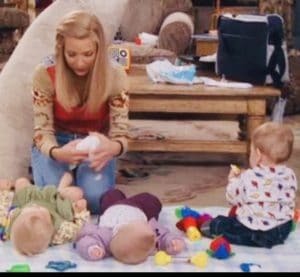 Phoebe from friends with triplets